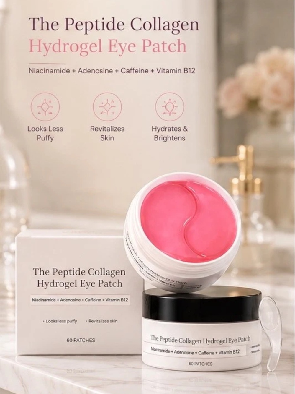 Pink Peptide Collagen Hydrogel Eye Patches— dark circles Korean Beauty